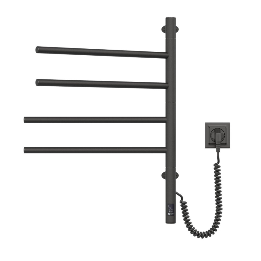 Vertaduro - Elektrický otočný sušák na ručníky s termostatem ARA 60W/230V 65x49 cm IP44 černá