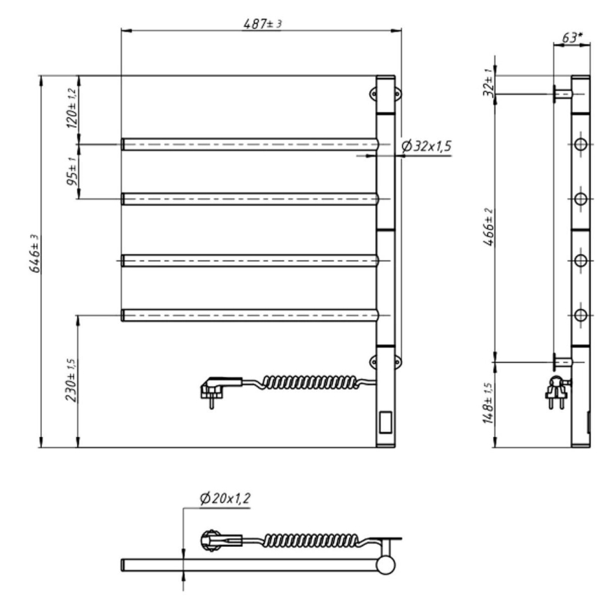 Vertaduro - Elektrický otočný sušák na ručníky s termostatem ARA 60W/230V 65x49 cm IP44 černá