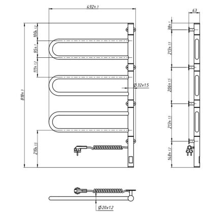 Vertaduro - Elektrický otočný sušák na ručníky s termostatem ELA 120W/230V 80x49 cm IP44 bílá
