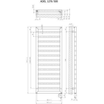 Vertaduro - Koupelnový radiátor s termostatem ADEL 600W 128x50 cm bílá