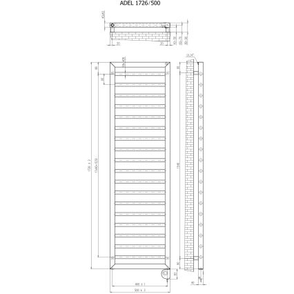 Vertaduro - Koupelnový radiátor s termostatem ADEL 600W 172x50 cm černá