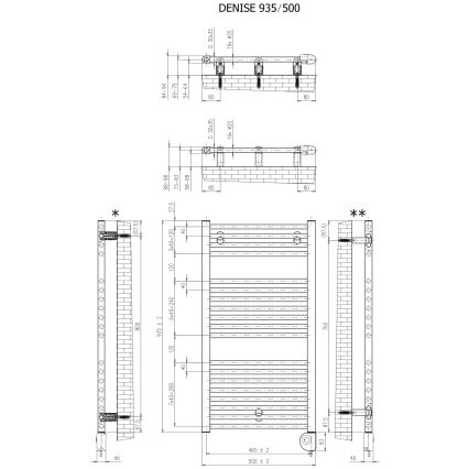 Vertaduro - Koupelnový radiátor s termostatem DENISE 400W 94x50 cm antracit