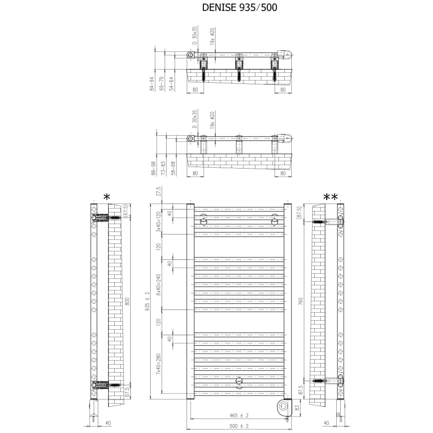 Vertaduro - Koupelnový radiátor s termostatem DENISE 400W 94x50 cm taupe