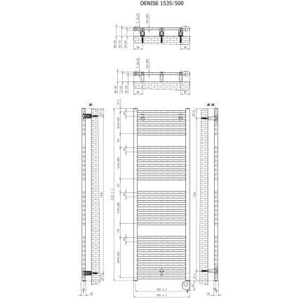 Vertaduro - Koupelnový radiátor s termostatem DENISE 600W 154x50 cm černá