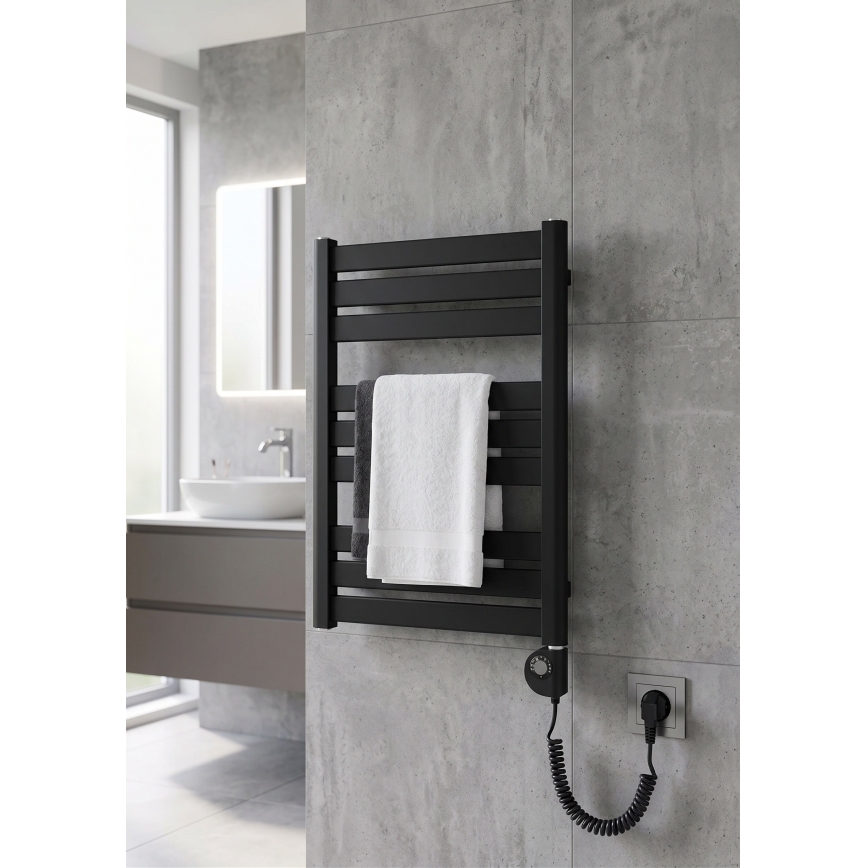 Vertaduro - Koupelnový radiátor s termostatem LUCY 400W 73x50 cm černá