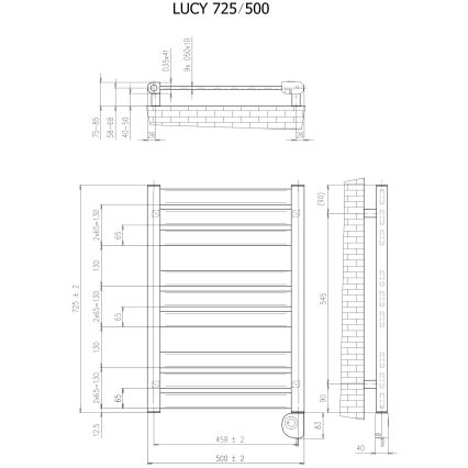 Vertaduro - Koupelnový radiátor s termostatem LUCY 400W 73x50 cm taupe