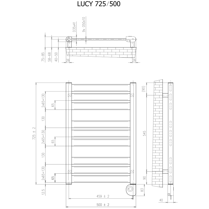 Vertaduro - Koupelnový radiátor s termostatem LUCY 400W 73x50 cm taupe