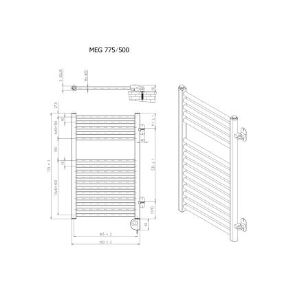 Vertaduro - Koupelnový radiátor s termostatem MEG 400W 78x50 cm taupe