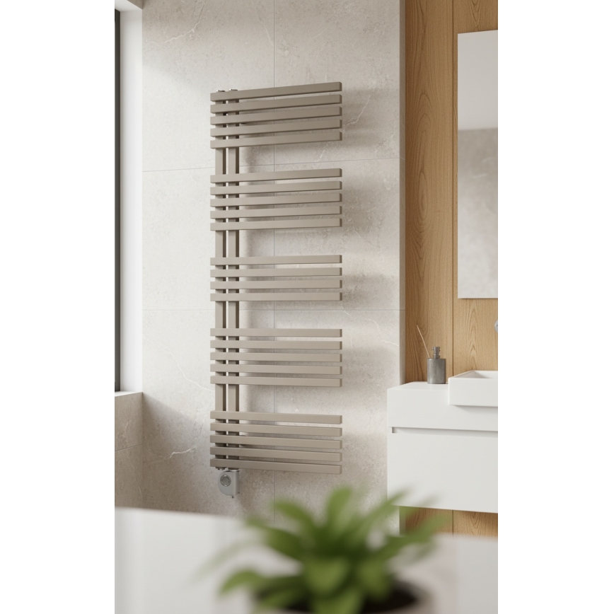 Vertaduro - Koupelnový radiátor s termostatem MICHELLE 600W 129x50 cm taupe