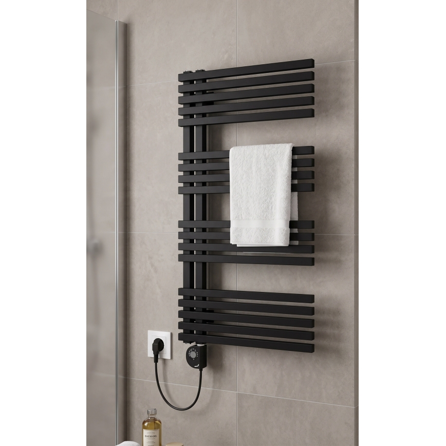 Vertaduro - Koupelnový radiátor s termostatem MICHELLE 600W 97x50 cm černá