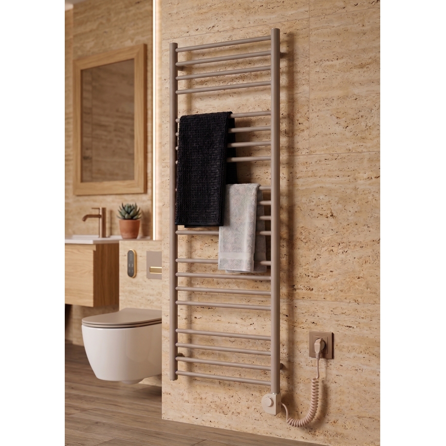 Vertaduro - Koupelnový radiátor s termostatem SIMONE 600W 144x50 cm taupe