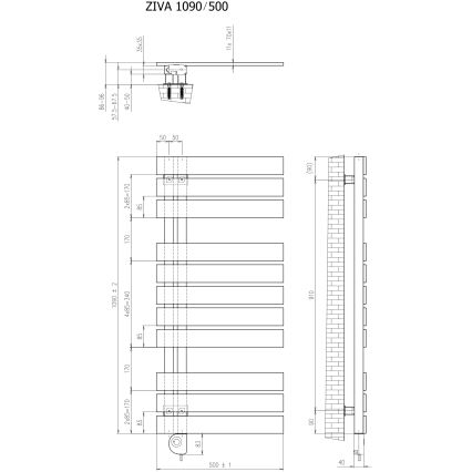 Vertaduro - Koupelnový radiátor s termostatem ZIVA 500W 109x50 cm taupe