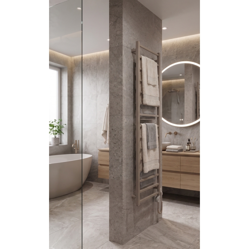Vertaduro - Koupelnový radiátor s termostatem ZOE 400W 186x50 cm taupe