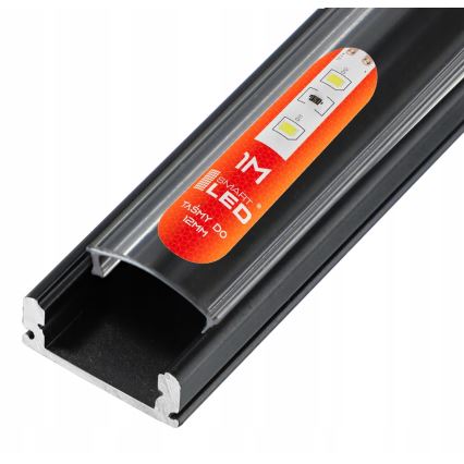 Vestavný profil pro LED pásky 1 m černá/čirá