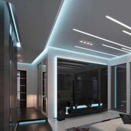 Vestavný profil pro LED pásky 1 m stříbrná/bílá