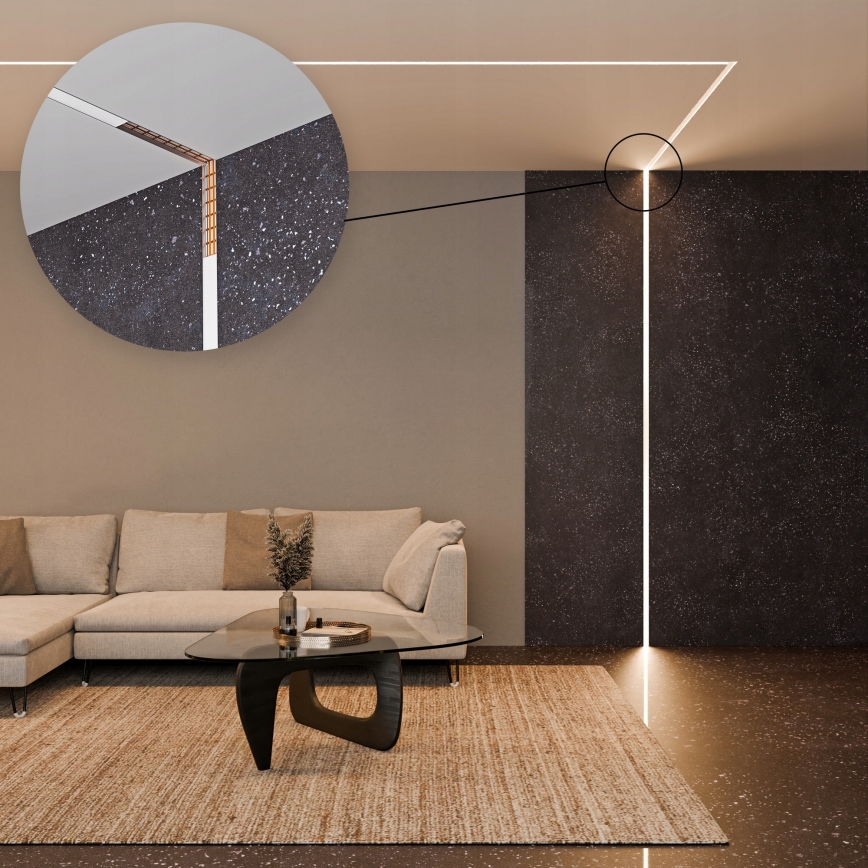 Vestavný profil pro LED pásky 1 m stříbrná/bílá