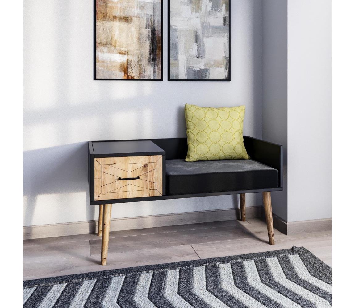 Asir Víceúčelová lavice MARS 40x120 cm hnědá/černá AS0684