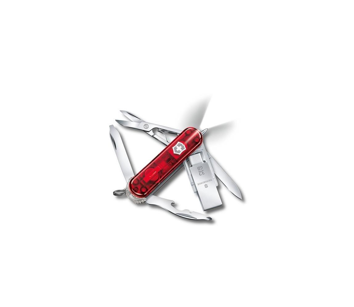 Victorinox Victorinox - Multifunkční kapesní nůž s flash diskem 6 cm/11 funkcí červená GG102