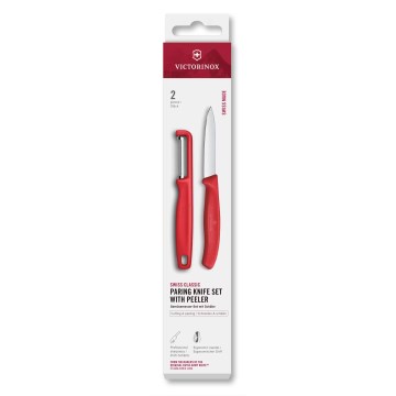 Victorinox - Sada kuchyňský nůž se škrabkou SWISS CLASSIC červená