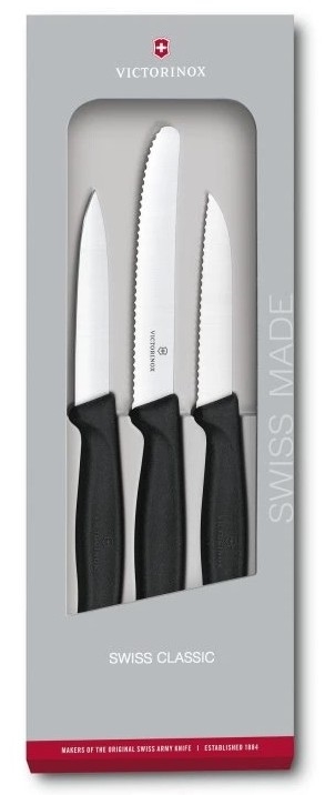 Victorinox - Sada kuchyňských nožů na zeleninu 3 ks černá