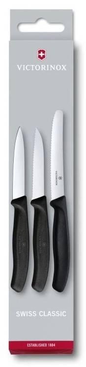 Victorinox - Sada kuchyňských nožů na zeleninu 3 ks černá
