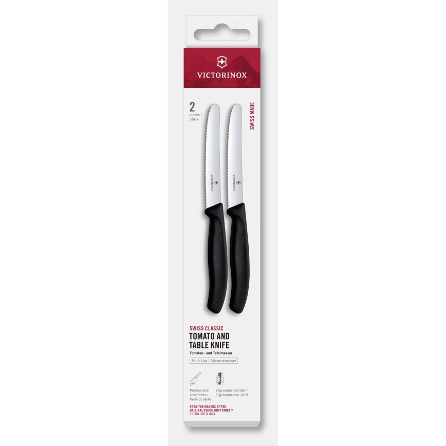 Victorinox - Sada kuchyňských nožů na zeleninu SWISS CLASSIC 11 cm 2 ks černá