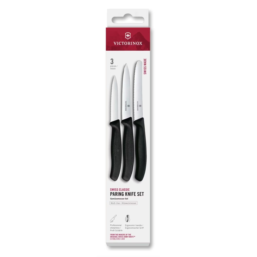 Victorinox - Sada kuchyňských nožů na zeleninu SWISS CLASSIC 3 ks černá