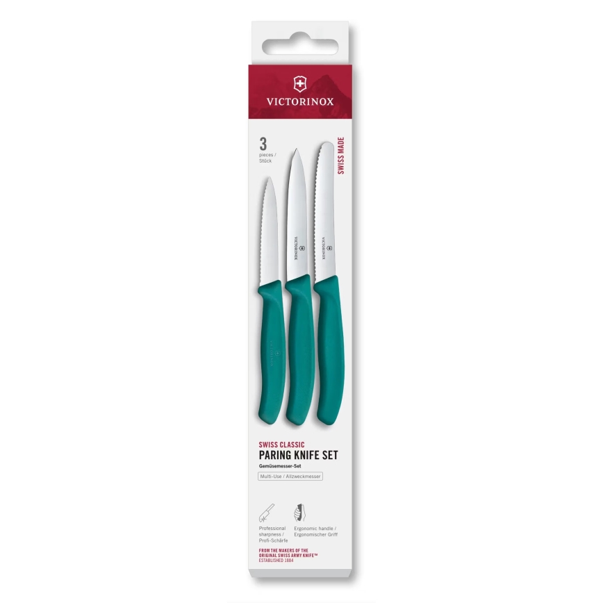 Victorinox - Sada kuchyňských nožů na zeleninu SWISS CLASSIC 3 ks tyrkysová