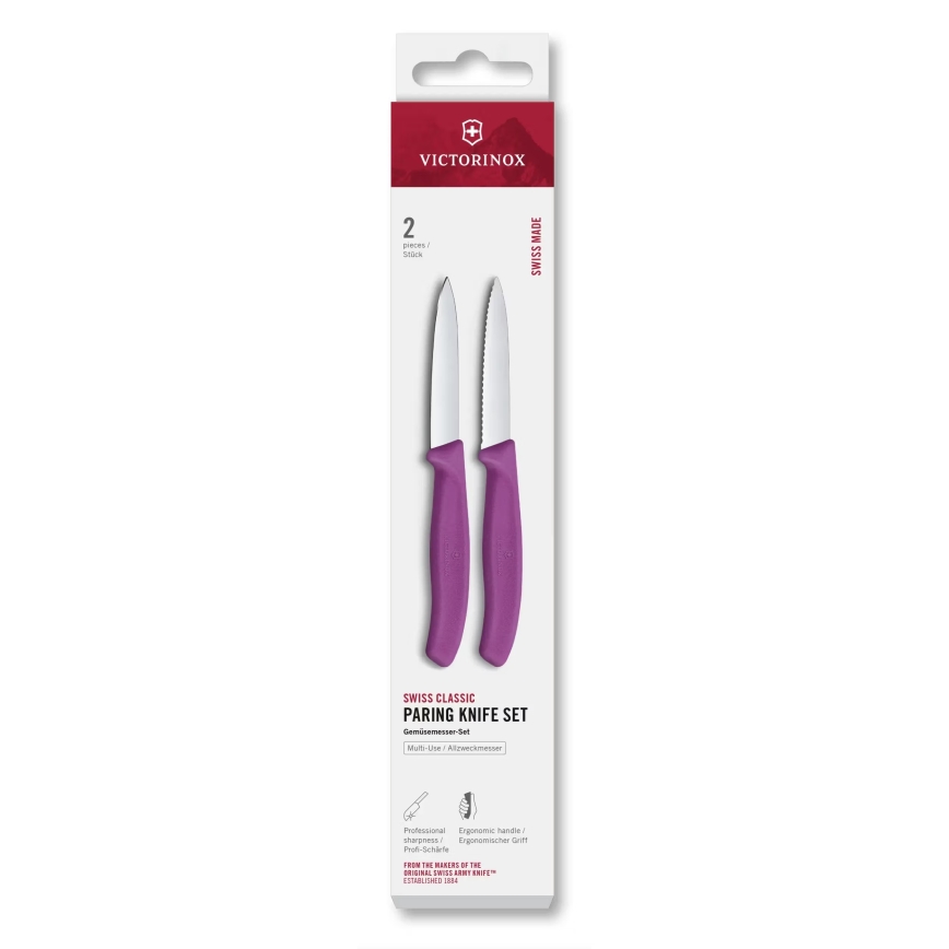 Victorinox - Sada kuchyňských nožů na zeleninu SWISS CLASSIC 8 cm 2 ks fialová