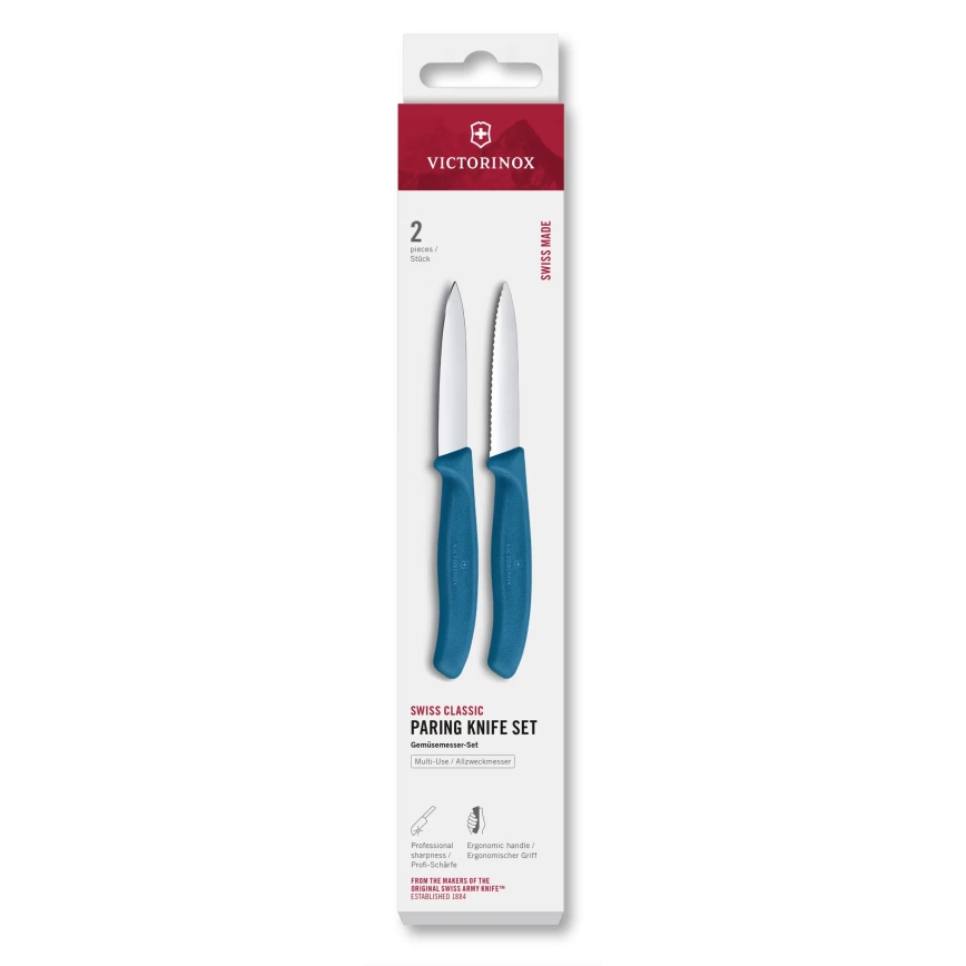 Victorinox - Sada kuchyňských nožů na zeleninu SWISS CLASSIC 8 cm 2 ks modrá