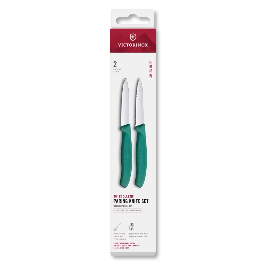 Victorinox - Sada kuchyňských nožů na zeleninu SWISS CLASSIC 8 cm 2 ks tyrkysová