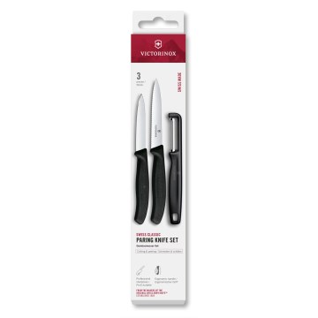 Victorinox - Sada kuchyňských nožů se škrabkou SWISS CLASSIC 3 ks černá