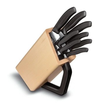 Victorinox - Sada kuchyňských nožů ve stojanu SWISS CLASSIC 9 ks buk/béžová