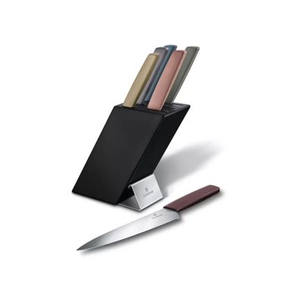 Victorinox -Sada kuchyňských nožů ve stojanu SWISS MODERN 7 ks buk/pestrobarevná