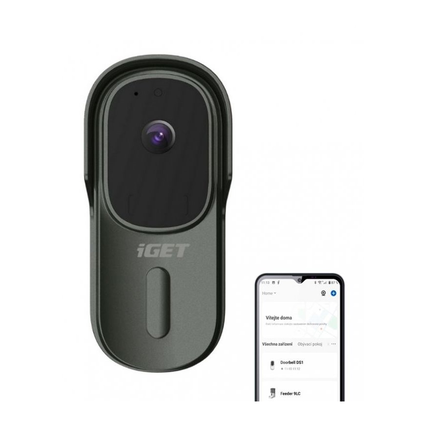 Videozvonek se senzorem pohybu Full HD 1080p 5200 mAh IP65 Wi-Fi antracit
