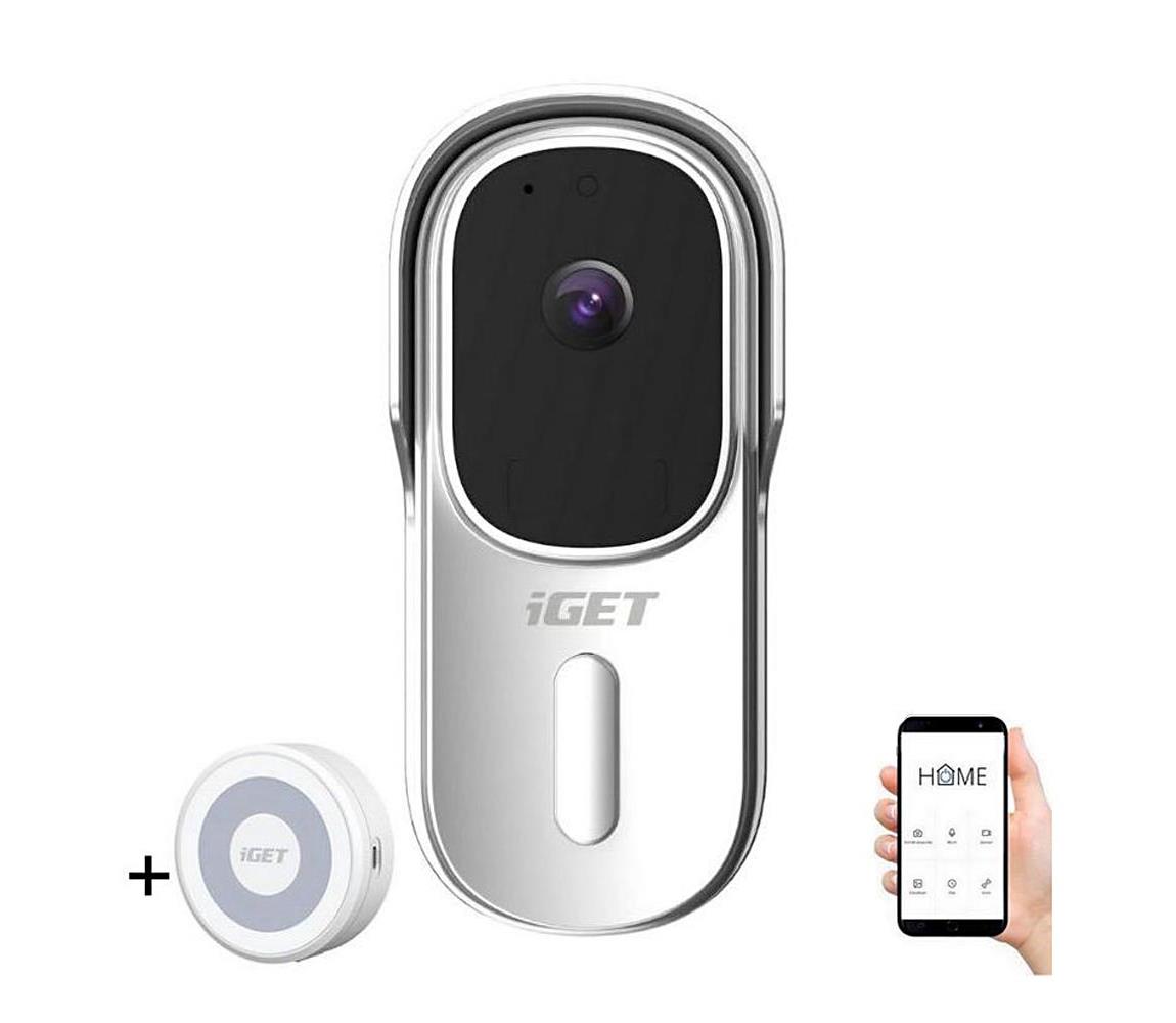 iGET Videozvonek se senzorem pohybu Full HD 1080p IP65 Wi-Fi bílá + reproduktor 
