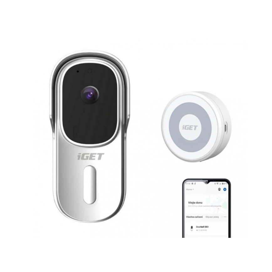 Videozvonek se senzorem pohybu Full HD 1080p IP65 Wi-Fi bílá + reproduktor