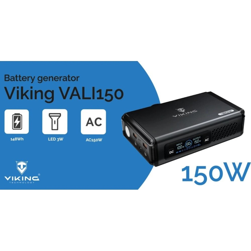 Viking - Bateriový generátor s LED displejem Power Delivery 10000 mAh