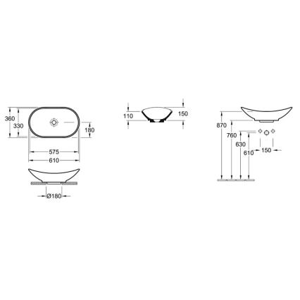Villeroy & Boch 411060R1 - Umyvadlo na desku MY NATURE 61x36 cm keramika/bílá