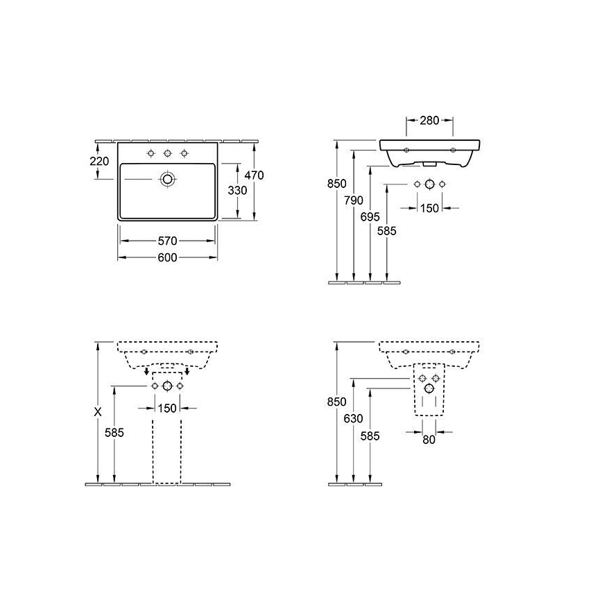 Villeroy & Boch 415860R1 - Závěsné umyvadlo AVENTO 60x47 cm keramika/bílá