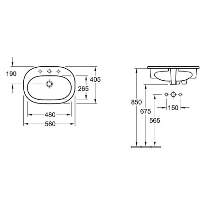 Villeroy & Boch 416156R1 - Zápustné umyvadlo O.NOVO 56x41 cm keramika/bílá