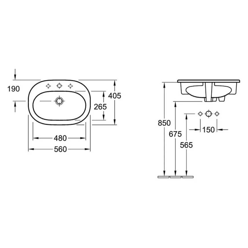 Villeroy & Boch 416156R1 - Zápustné umyvadlo O.NOVO 56x41 cm keramika/bílá