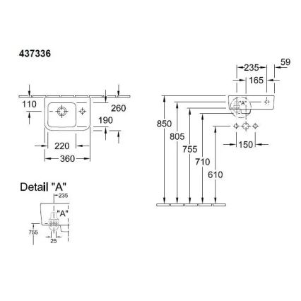 Villeroy & Boch 43733601 - Závěsné umyvadlo ARCHITECTURA 36x26 cm keramika/bílá