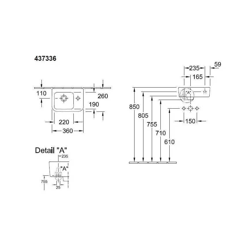 Villeroy & Boch 43733601 - Závěsné umyvadlo ARCHITECTURA 36x26 cm keramika/bílá
