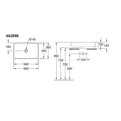 Villeroy & Boch 4A2056R1 - Umyvadlo na desku COLLARO 56x36 cm keramika/bílá