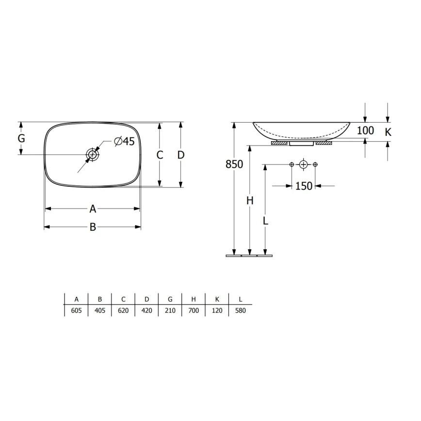 Villeroy & Boch 4A500001 - Umyvadlo na desku LOOP&FRIENDS 62x42 cm keramika/bílá