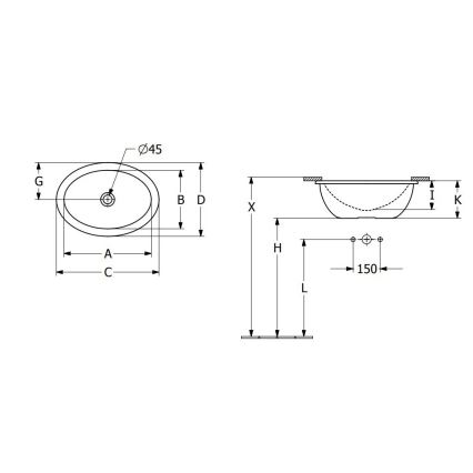 Villeroy & Boch 4A530001 - Zápustné umyvadlo LOOP&FRIENDS 43x29 cm keramika/bílá