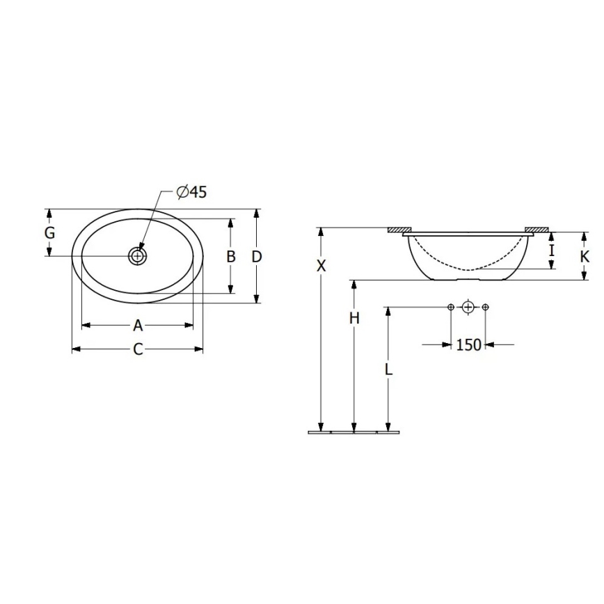 Villeroy & Boch 4A530001 - Zápustné umyvadlo LOOP&FRIENDS 43x29 cm keramika/bílá
