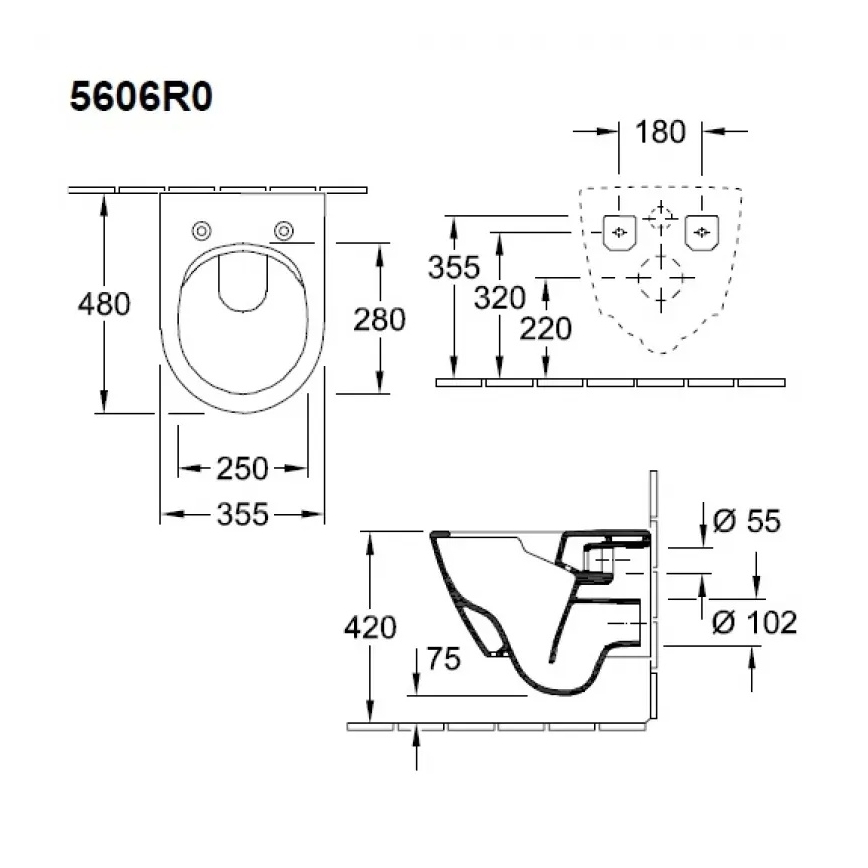 Villeroy & Boch 5606R0R1 - Závěsné WC SUBWAY 2.0 keramika/bílá