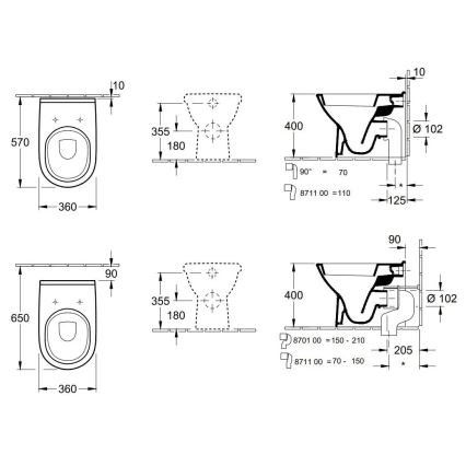 Villeroy & Boch 56571001 - Stojící WC O.NOVO keramika/bílá